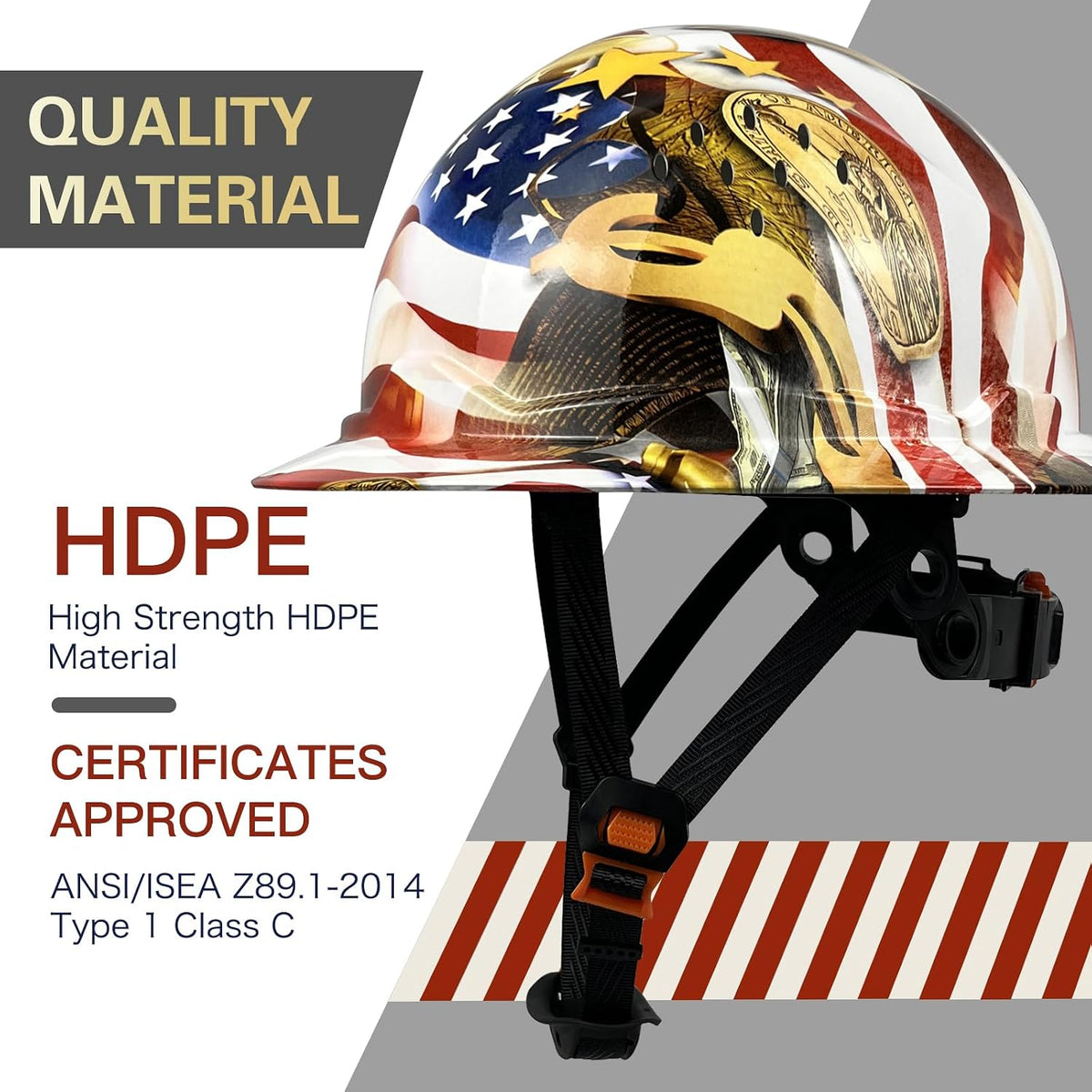 Premium Vented Full Brim Hard Hats - ANSI/ISEA Certified Safety Helmet with Carbon Fiber Design