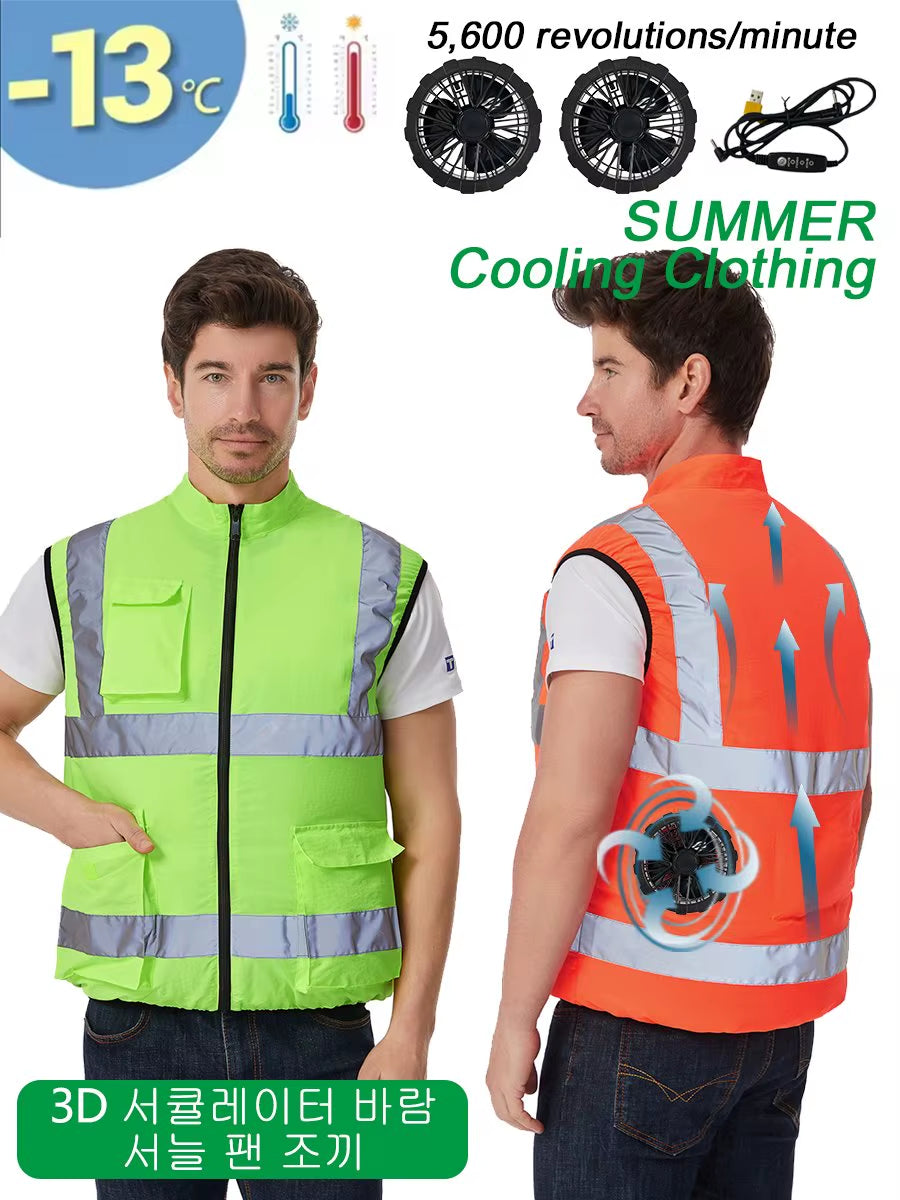 Stay Cool This Summer with Our 5V USB Charging Reflective Cooling Vest - Perfect for Work and Outdoor Adventures!