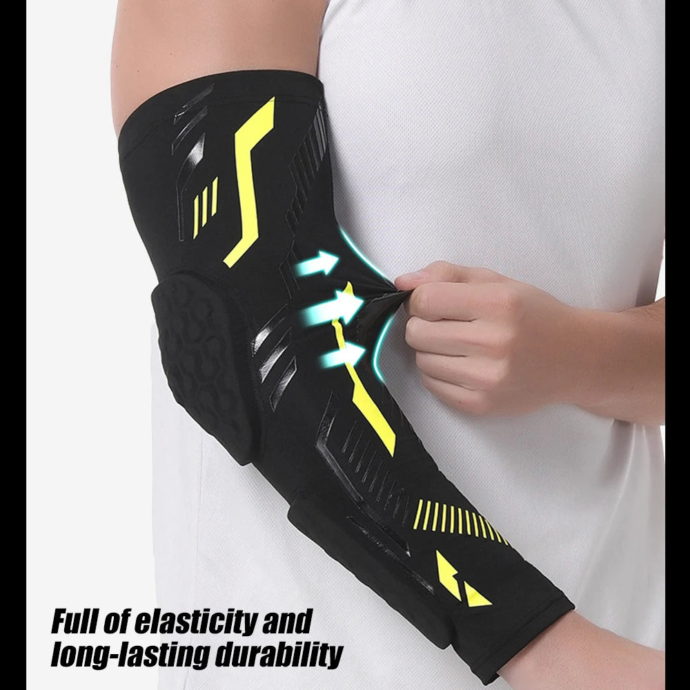 Anti-Collision Arm Sleeve Protective Compression with Elbow Honeycomb Pad for Youth & Adult Sport Basketball Football Volleyball