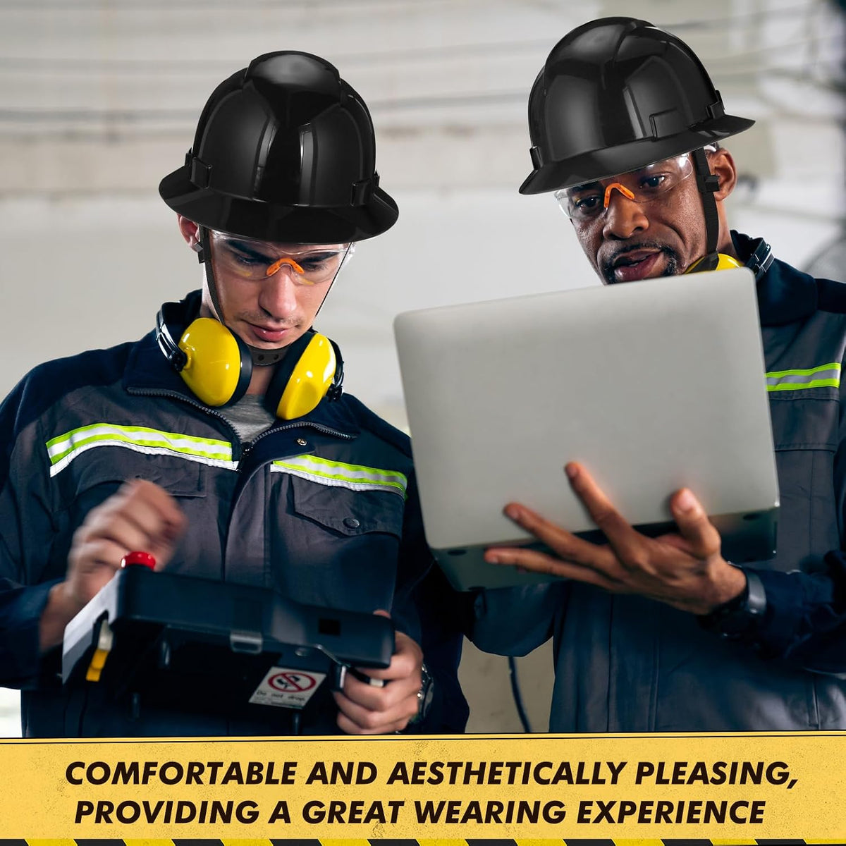 10 Pack Classic Full Brim Hard Hats - Lightweight HDPE with Adjustable Suspension for Ultimate Safety