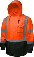 Hi Vis Rain Jackets for Men Reflective Waterproof High Visibility Class 3 Safety Rain Coat with Black Bottom