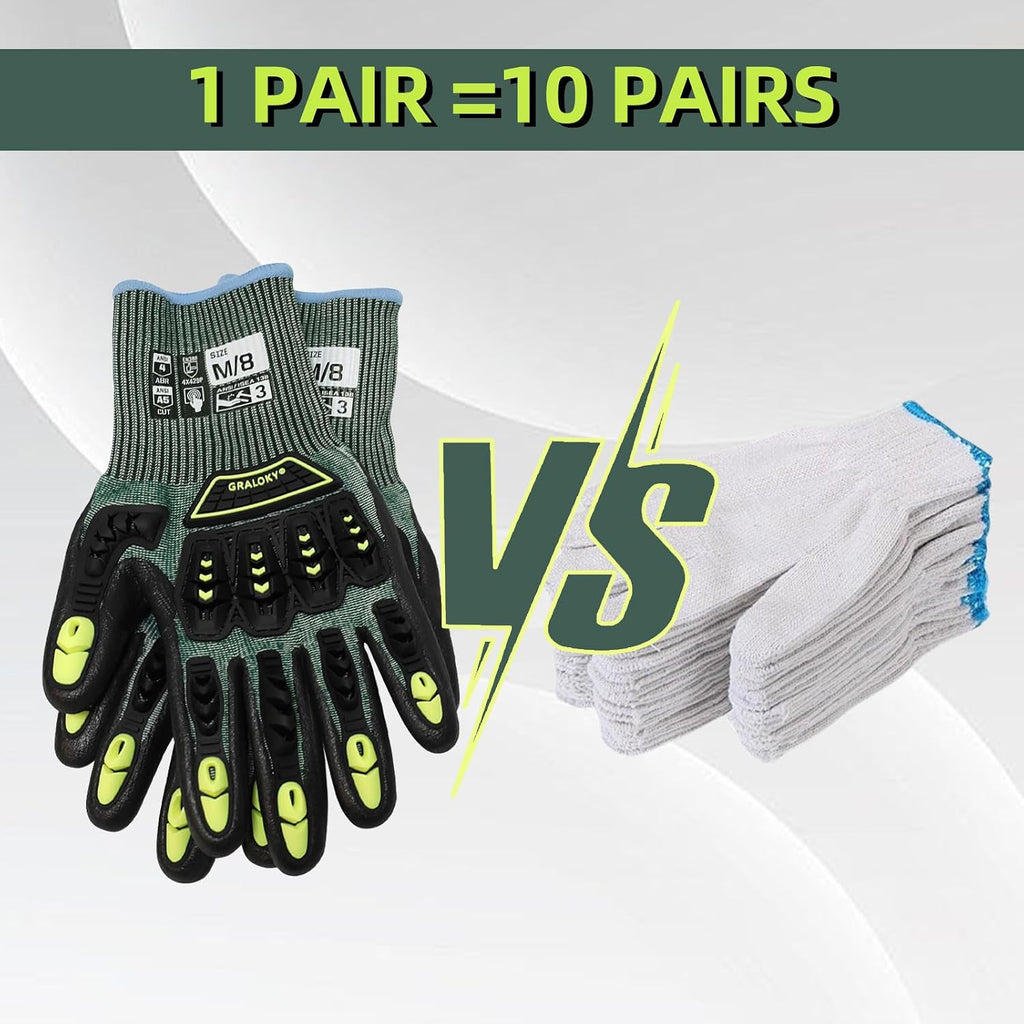 Safety Work Gloves for Men Women,Level 3 Impact Gloves with TPR