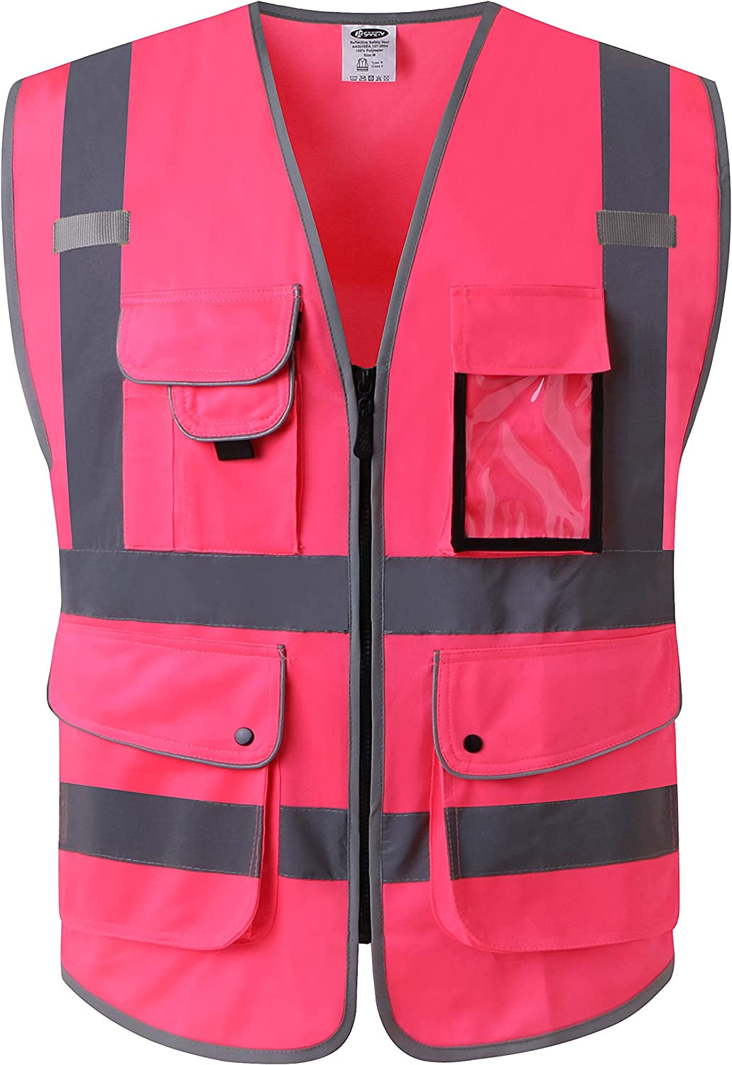Safety Vest for Men Women Reflective Hi Vis JK150 Pink L