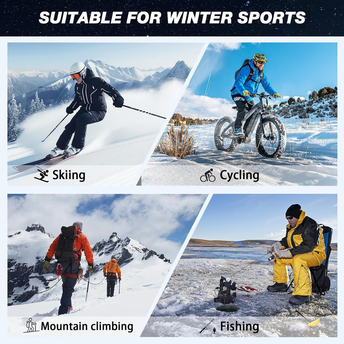 Heated Gloves for Men Hand Warmers Rechargeable with 7 Hours Heating 3 Levels Temperature Control Waterproof Touchscreen Heated Gloves for Cycling Climbing Winter Warmth Keeping(Black, L)