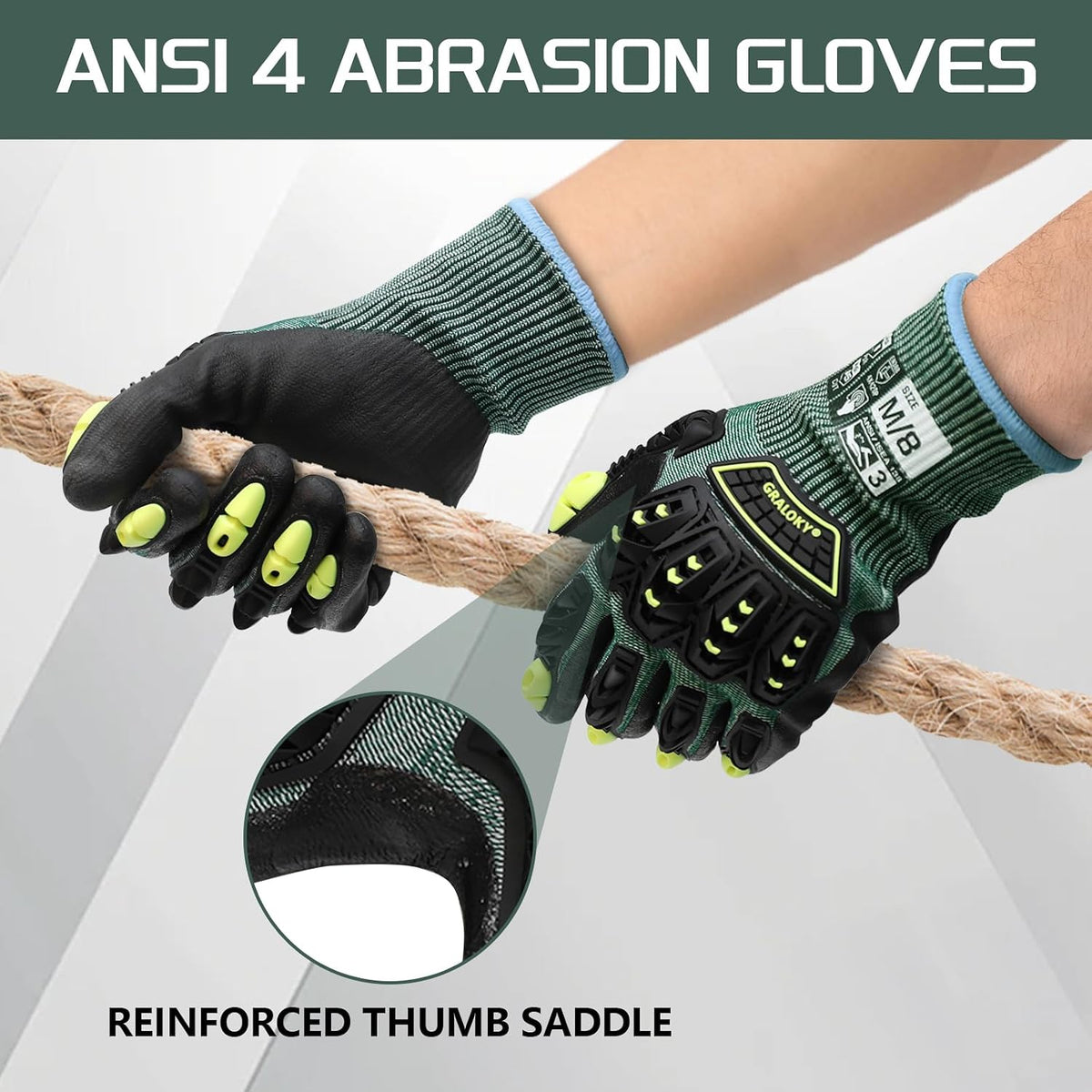 Safety Work Gloves for Men Women,Level 3 Impact Gloves with TPR