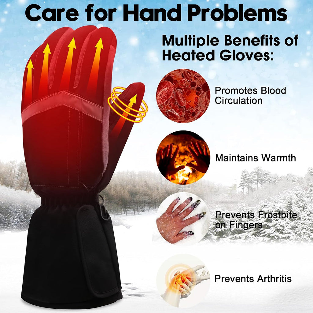 Women Heated Gloves Winter Waterproof Touchscreen Hand Warmers Insulated Ski Men Gloves Perfect for Freezer Work Cycling Walking Running Outdoor Activities(M Size)